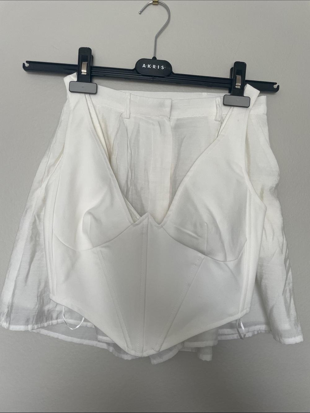 Bardot White Sculpted Bustier Corset Top and matching shorts